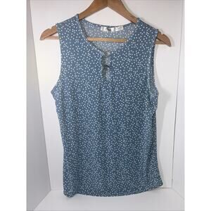 CURE Blue Sleeveless Top Front 2 Keyhole With Rings Medium